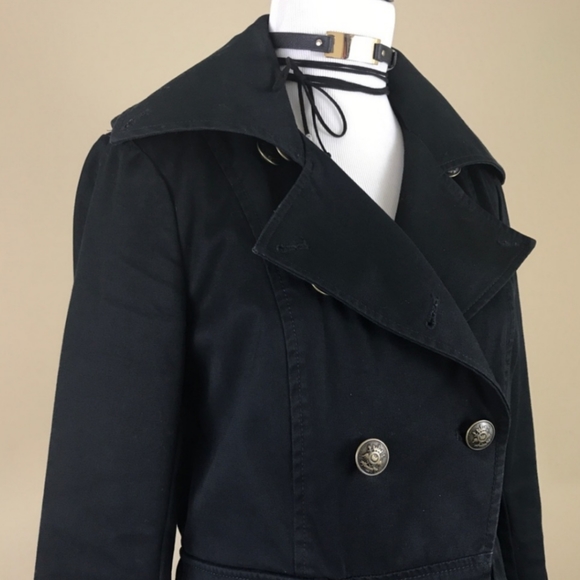 🖤 H&M Military Fitted Black Jean Jacket S/2 - Picture 2 of 7